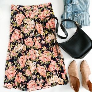 Loft Floral Button Down Midi Skirt